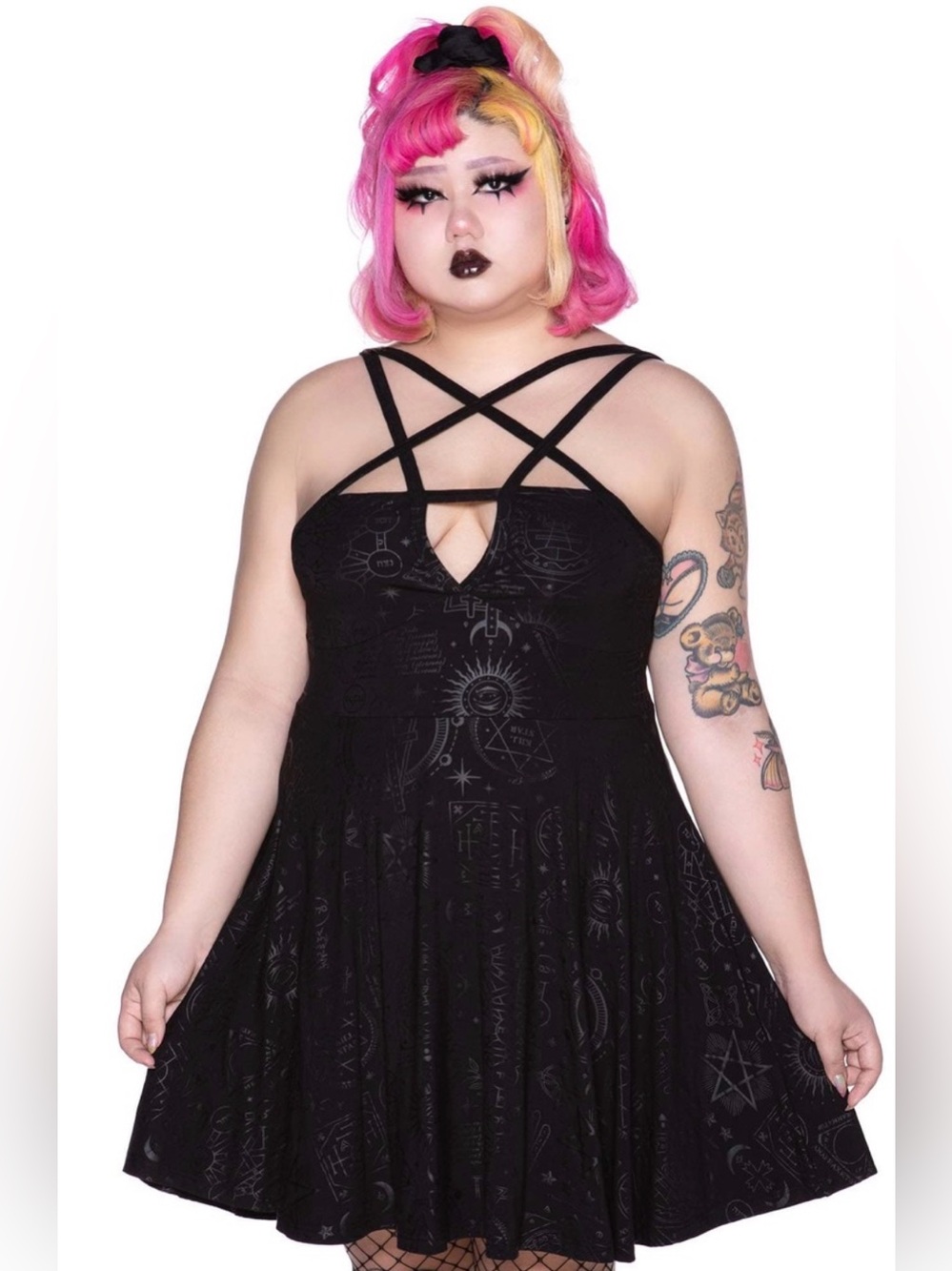 NWT Killstar Black Covenant Skater Dress Goth Mystical Sz Large